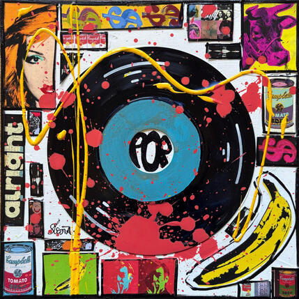 Peinture POP VINYLE (bleu) par Costa Sophie | Tableau