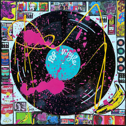 Peinture POP VINYLE (bleu) par Costa Sophie | Tableau