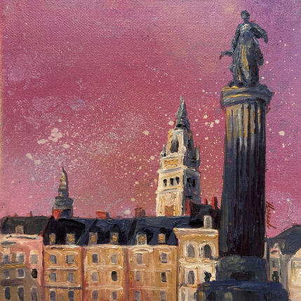 Painting Sous la déesse lilloise by Nat Moguel | Painting Figurative Oil Architecture, Pop icons