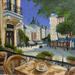 Painting Coffee Time by Nat Moguel | Painting Figurative Life style Architecture Oil