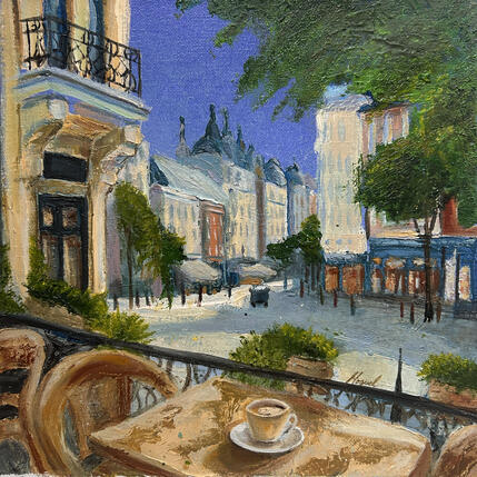 Painting Coffee Time by Nat Moguel | Painting Figurative Oil Architecture, Life style