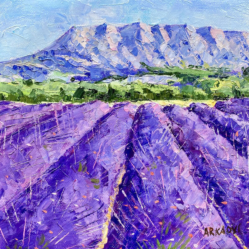 Painting Lavande devant Sainte-Victoire by Arkady | Painting Figurative Oil