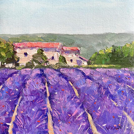 Peinture Maisonnette et lavande par Arkady | Tableau Figuratif Huile