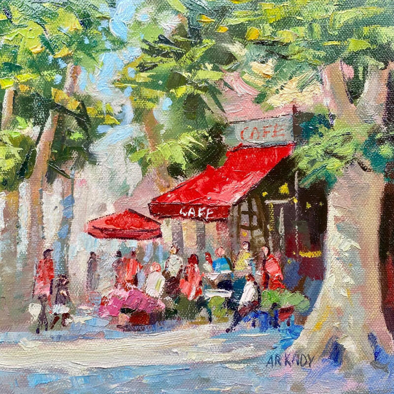 Painting Café Aixois by Arkady | Painting Figurative Oil