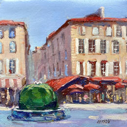 Painting Fontaine cours Mirabeau by Arkady | Painting Figurative Oil Pop icons