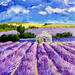 Painting Maison dans les champs de lavandes by Arkady | Painting Figurative Oil