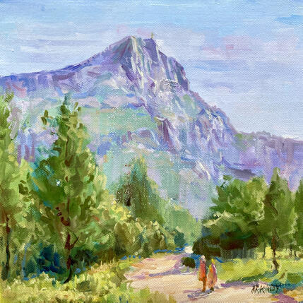 Peinture La montagne Sainte par Arkady | Tableau Figuratif Huile