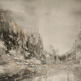 Painting Dynamic city by Levesque Emmanuelle | Painting