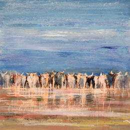 Painting Troupeaux camarguais by Rocco Sophie | Painting Raw art Acrylic, Gluing, Sand