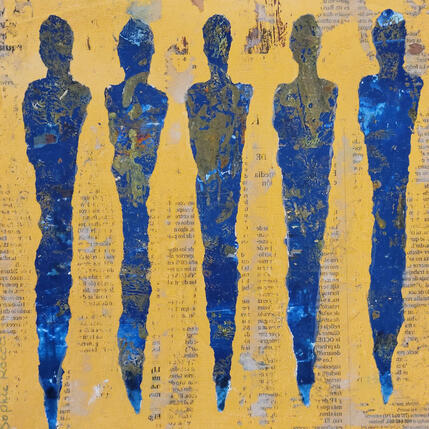 Painting Les écrivains by Rocco Sophie | Painting Raw art Acrylic, Gluing, Sand