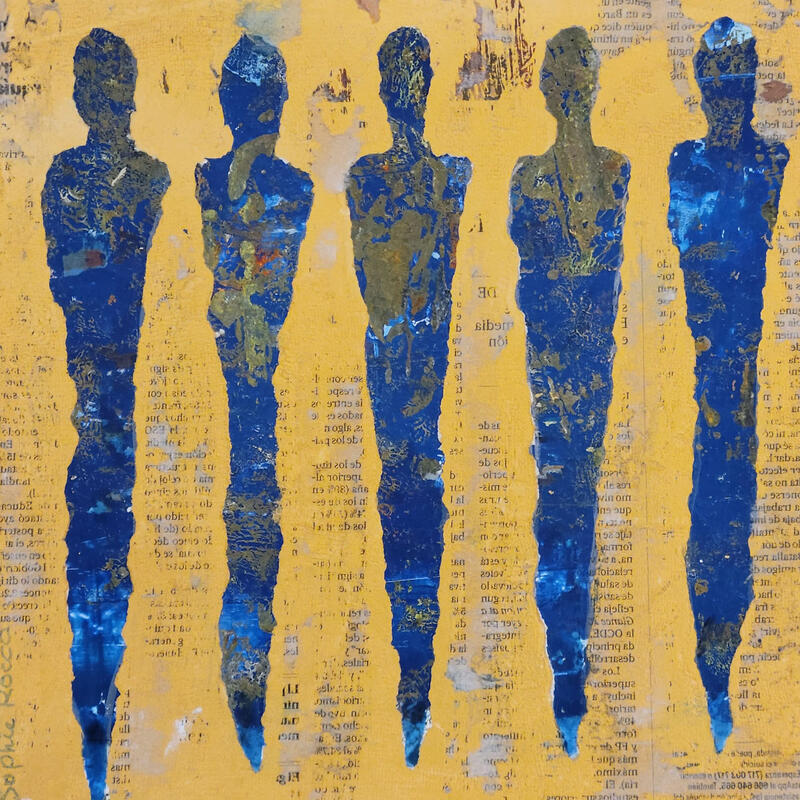 Painting Les écrivains by Rocco Sophie | Painting Raw art Acrylic Gluing Sand