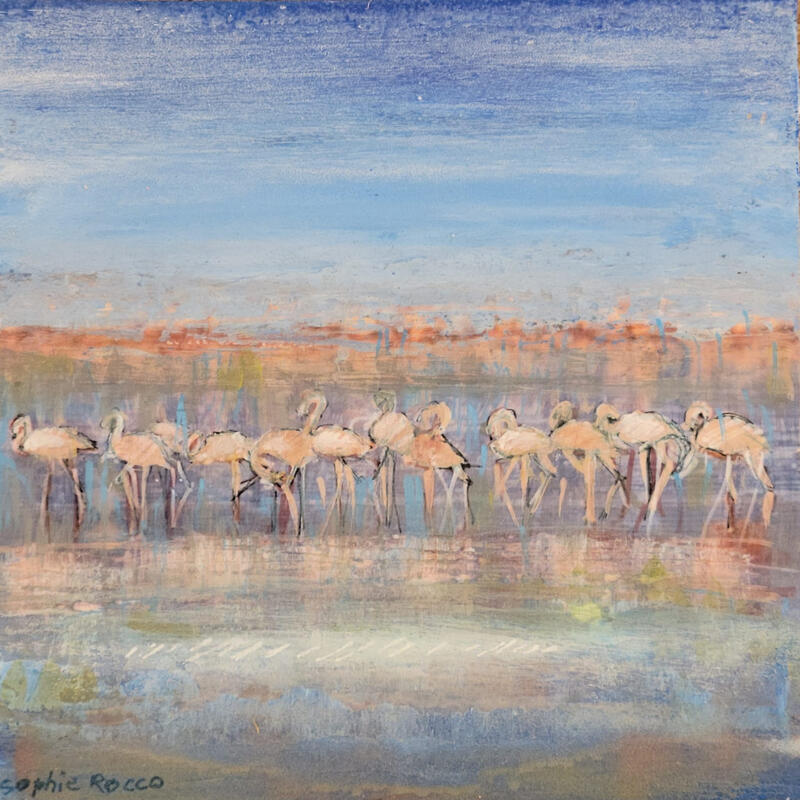 Painting Flamingo by Rocco Sophie | Painting Raw art Acrylic Gluing Sand