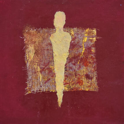 Painting Entre or et feu by Rocco Sophie | Painting Raw art Acrylic, Gluing, Sand