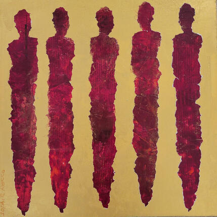 Painting Prestige du rouge by Rocco Sophie | Painting Raw art Acrylic, Gluing, Sand