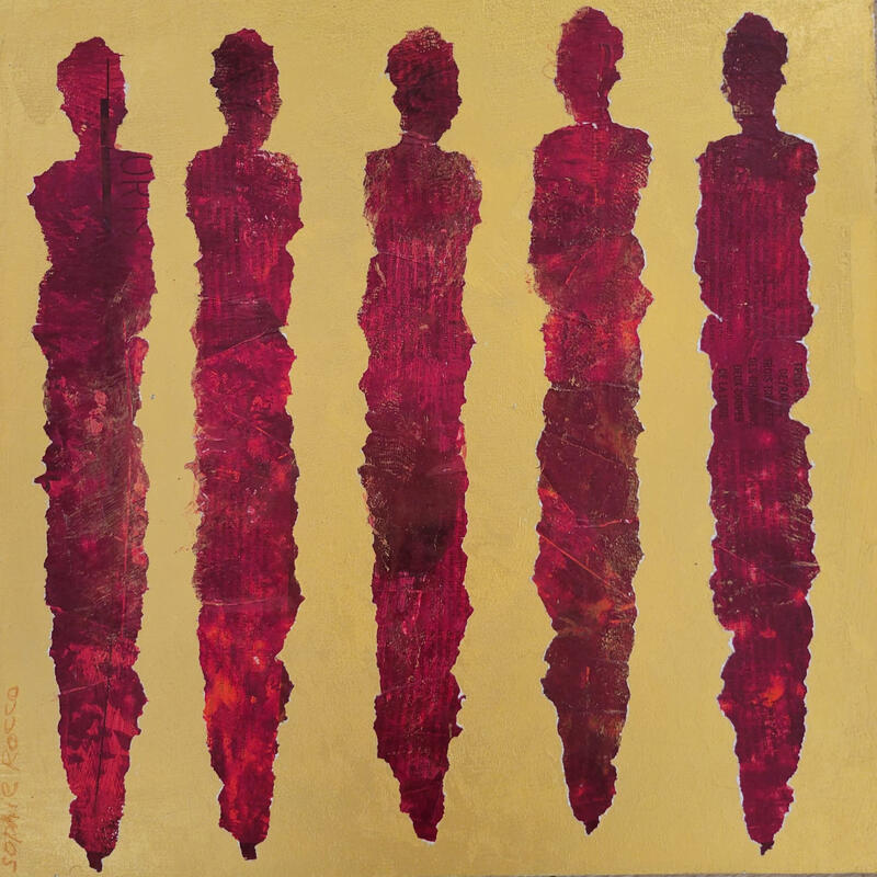 Painting Prestige du rouge by Rocco Sophie | Painting Raw art Acrylic Gluing Sand