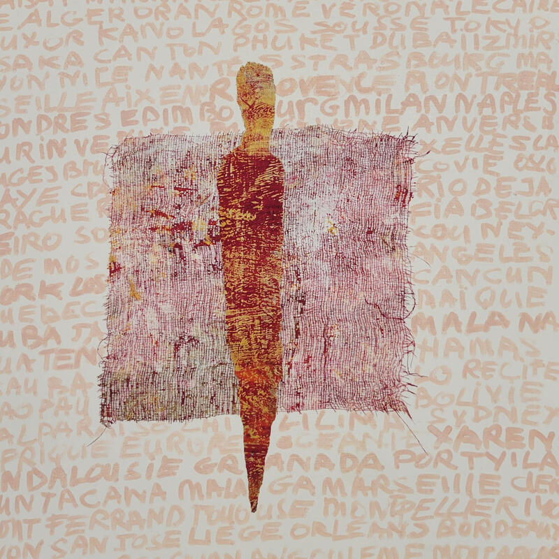 Painting Le voyageur by Rocco Sophie | Painting Raw art Acrylic Gluing Sand