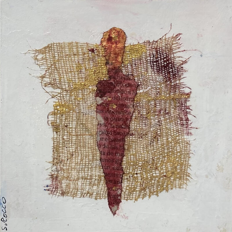 Gemälde Rouge & Blanc von Rocco Sophie | Gemälde Art brut Acryl Collage Sand