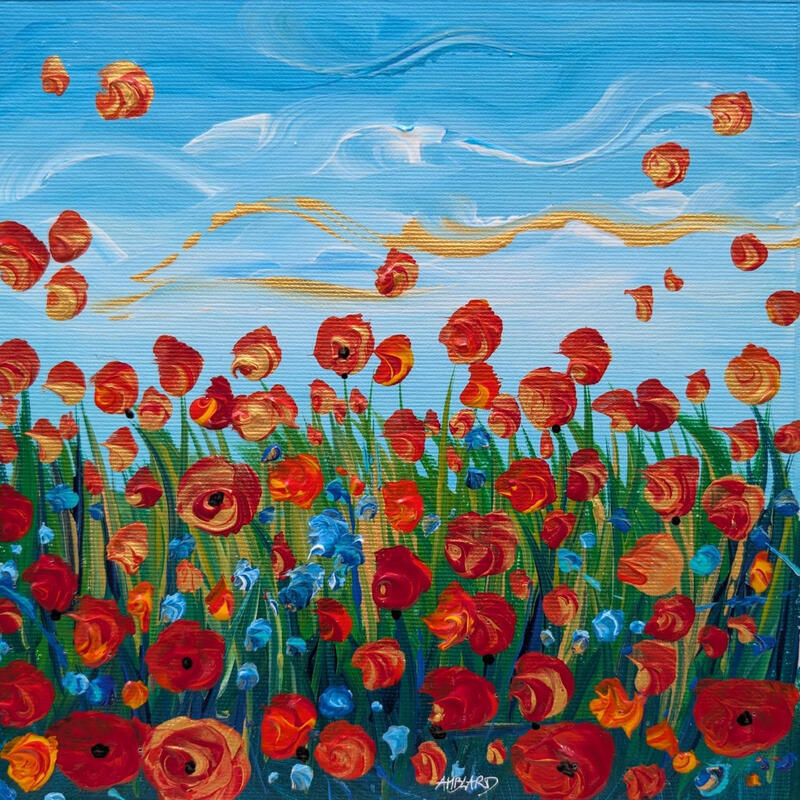 Painting Envolée de coquelicots  by Amblard Florence | Painting Impressionism Landscapes Nature Acrylic