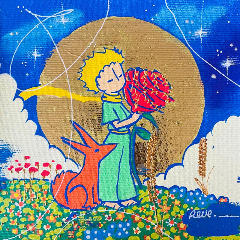 Painting le bonheur tient dans une rose by Revel | Painting Pop-art Pop icons
