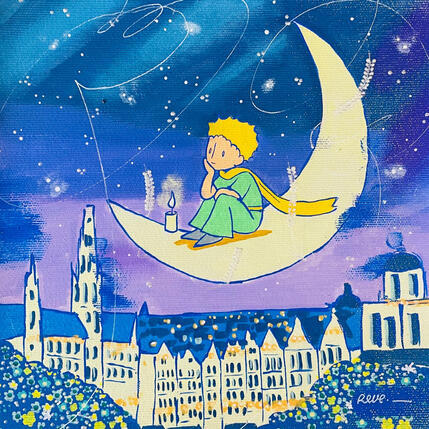 Painting rendez-vous avec la lune by Revel | Painting Pop-art Pop icons