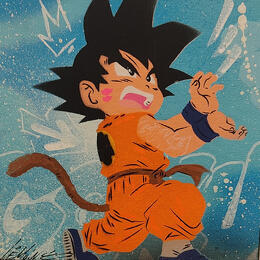 Peinture Goku par Lemoine Mael | Tableau Pop-art Acrylique, Graffiti Icones Pop