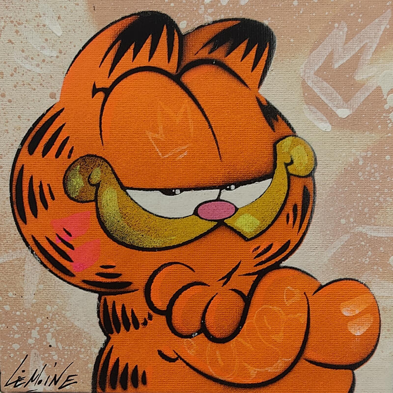 Painting Garfield by Lemoine Mael | Painting Pop-art Pop icons Graffiti Acrylic