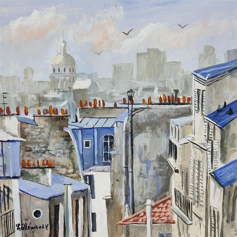 Peinture Toits de Paris vue des Invalides par Lallemand Yves | Tableau Figuratif Urbain Acrylique