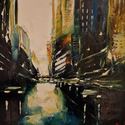 Peinture DARK DOWNTOWN par Bond Tetiana | Tableau Figuratif Huile Urbain