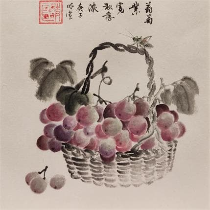 Painting Raisins et Sauterelle by Du Mingxuan | Painting Figurative Watercolor Still-life