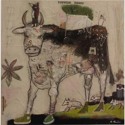 Painting Nouveau monde vert by Colin Sylvie | Painting Raw art Acrylic Animals