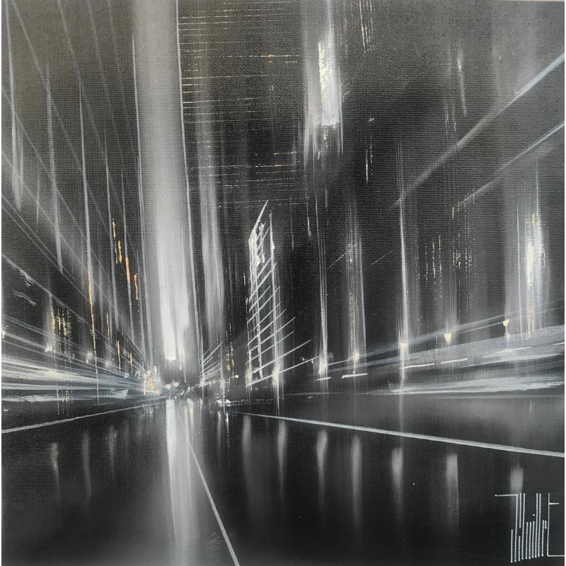 Painting black and white vertigo by Guillet Jerome | Painting Figurative Urban Oil Acrylic