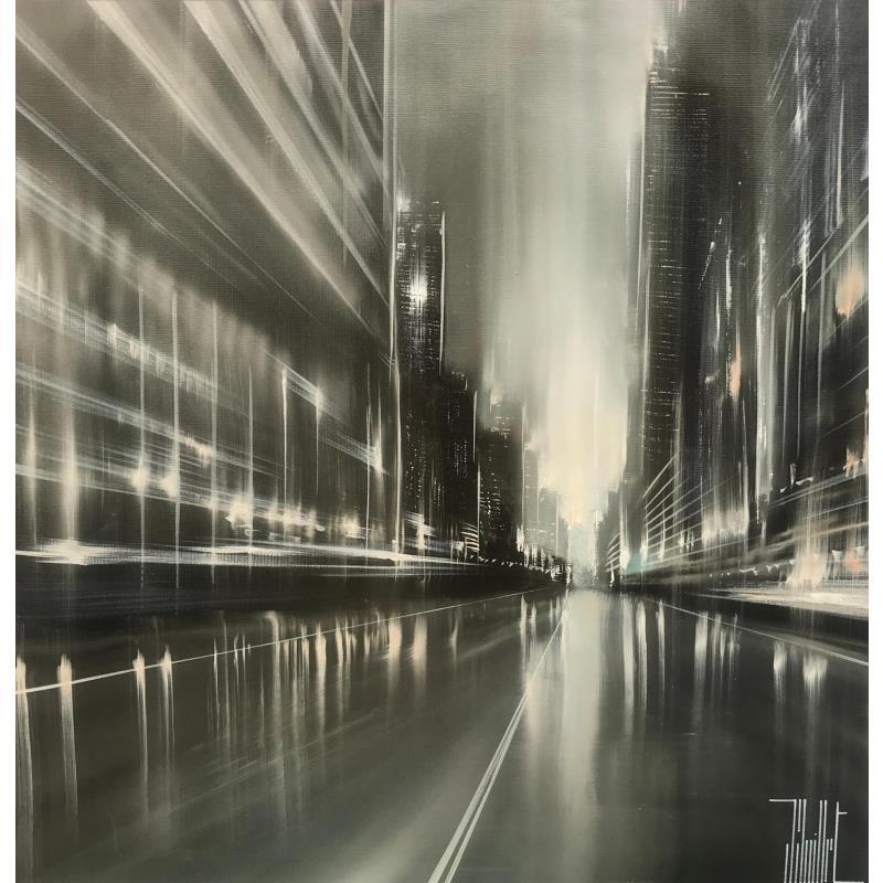 Peinture silver lights par Guillet Jerome | Tableau Figuratif Urbain Huile Acrylique