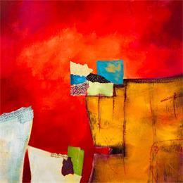 Painting paysage aux grandes falaises by Lau Blou | Painting Abstract Acrylic Landscapes