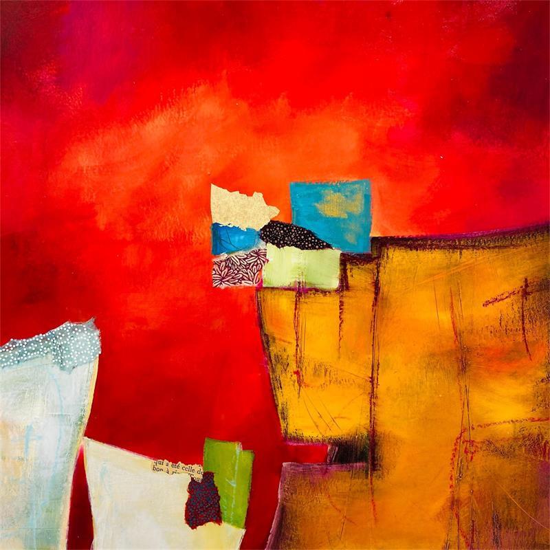 Painting paysage aux grandes falaises by Lau Blou | Painting Abstract Landscapes Acrylic