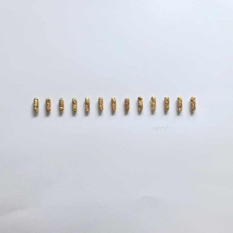 Painting happy pills gold by Marjot Emily Jane  | Painting Abstract Minimalist