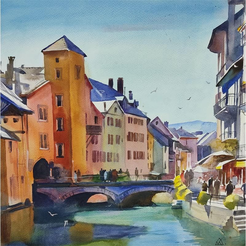 Peinture Annecy - N37 par Khodakivskyi Vasily | Tableau Figuratif Urbain Aquarelle