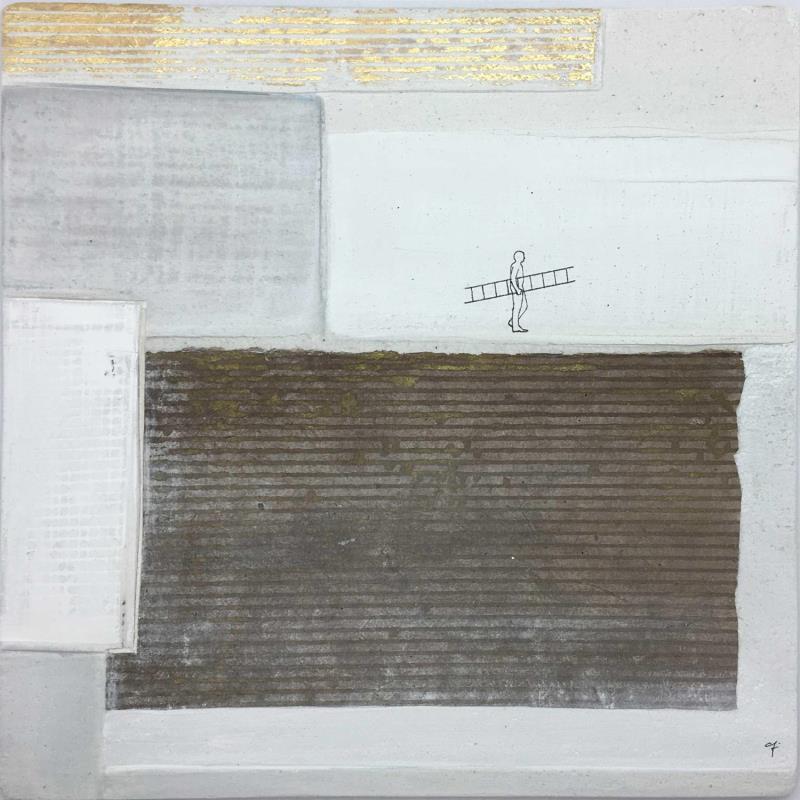 Peinture City moon par Roma Gaia | Tableau Abstrait Minimaliste