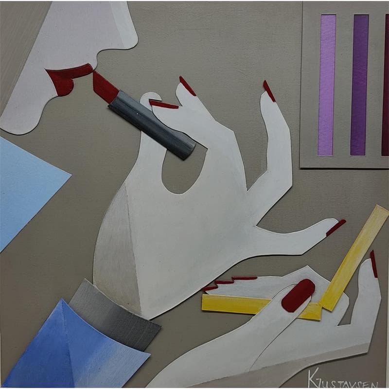 Painting Art deco lipstick by Gustavsen Karl | Painting Figurative Portrait Cardboard Gluing