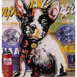 Painting My French Bulldog likes Campbell's soup by Cornée Patrick | Painting Pop-art Acrylic Animals