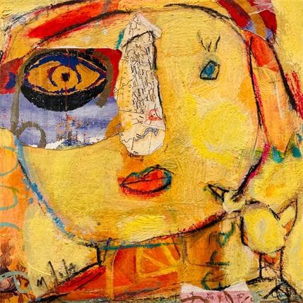 Peinture L'enfant et l'oiseau par De Sousa Miguel | Tableau Art Singulier Scènes de vie