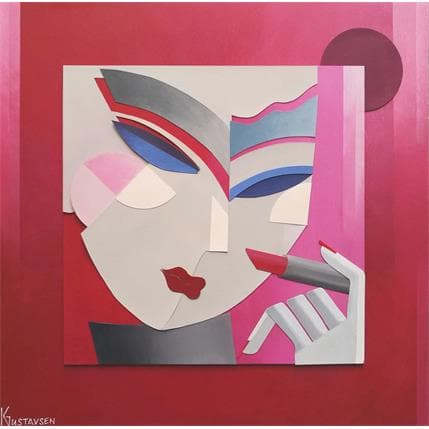 Pintura Red Lipstick por Gustavsen Karl | Pintura Figurativo Retrato