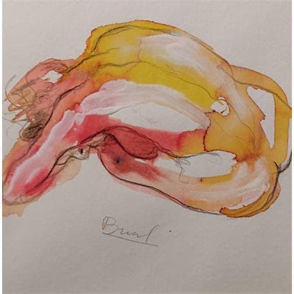 Painting méline regroupée au sol by Brunel Sébastien | Painting Figurative Watercolor Nude