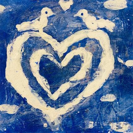 Peinture Cœur bleu par De Sousa Miguel | Tableau Art Singulier Scènes de vie