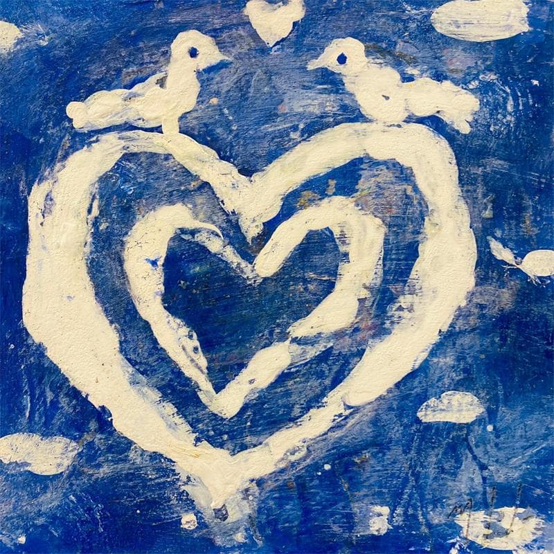 Peinture Cœur bleu par De Sousa Miguel | Tableau Art Singulier Scènes de vie
