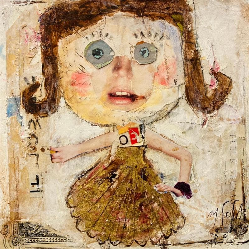 Gemälde La danseuse von De Sousa Miguel | Gemälde Art brut Alltagsszenen