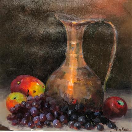 Peinture Uvas e manga par Chico Souza | Tableau Figuratif Huile Natures mortes