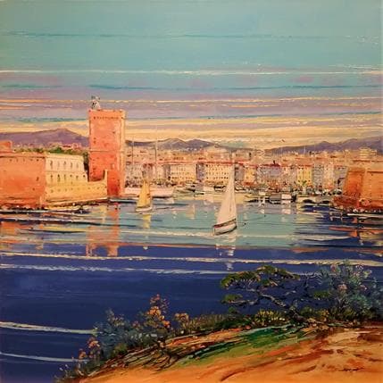 Peinture Vieux Port vu du Pharo par Corbière Liisa | Tableau Figuratif Huile Paysages