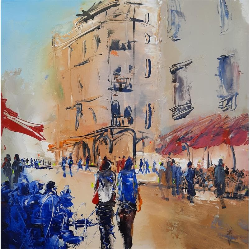 Painting Terrasse de Café by Raffin Christian | Painting Figurative Life style Oil Acrylic