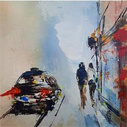 Painting La rue by Raffin Christian | Painting Figurative Acrylic, Oil Life style