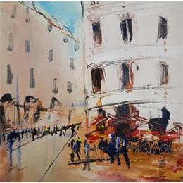 Peinture Parasol rouge par Raffin Christian | Tableau Figuratif Acrylique, Huile scènes de vie